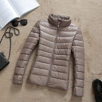 90% Ultra-light Plus Size Thin Down Jacket Women 2020-23 Autumn Winter