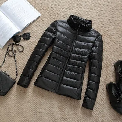 90% Ultra-light Plus Size Thin Down Jacket Women 2020-23 Autumn Winter