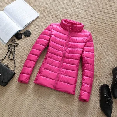 90% Ultra-light Plus Size Thin Down Jacket Women 2020-23 Autumn Winter