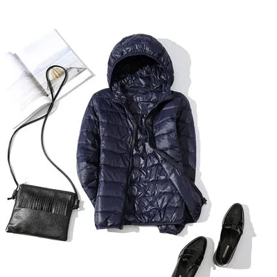 90% Ultra-light Plus Size Thin Down Jacket Women 2020-23 Autumn Winter