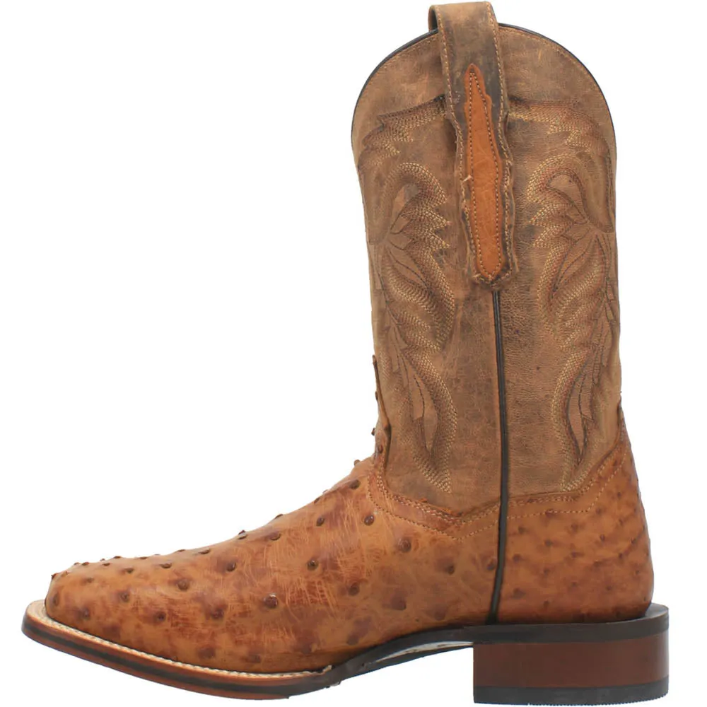 Alamosa Ostrich Embroidered Square Toe Cowboy Boots