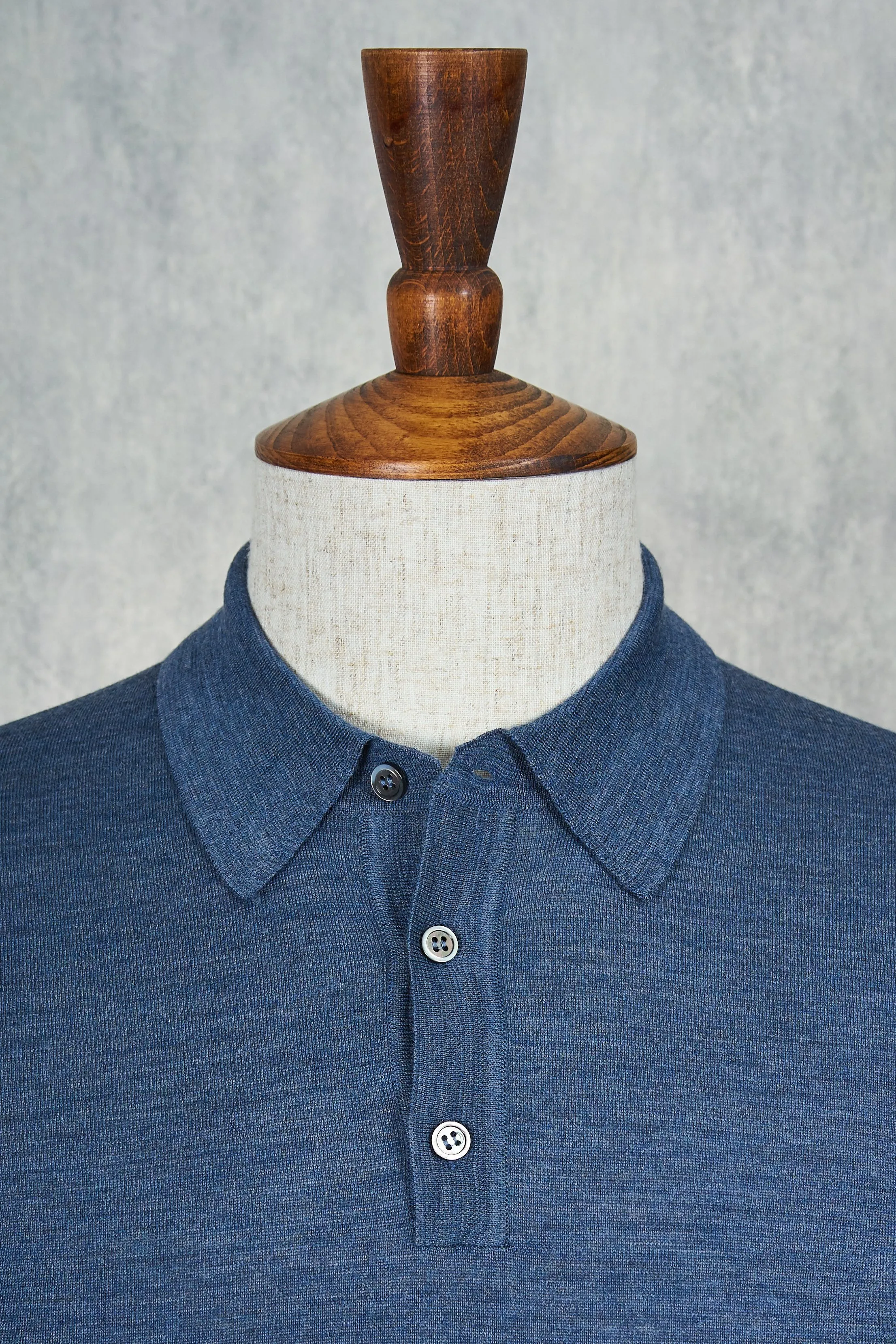 Ascot Chang Blue Extra-Fine Merino Wool Polo