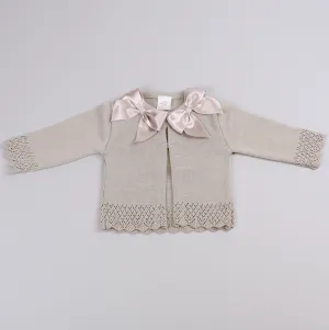 Baby Girls Beige Cardigan With Bows