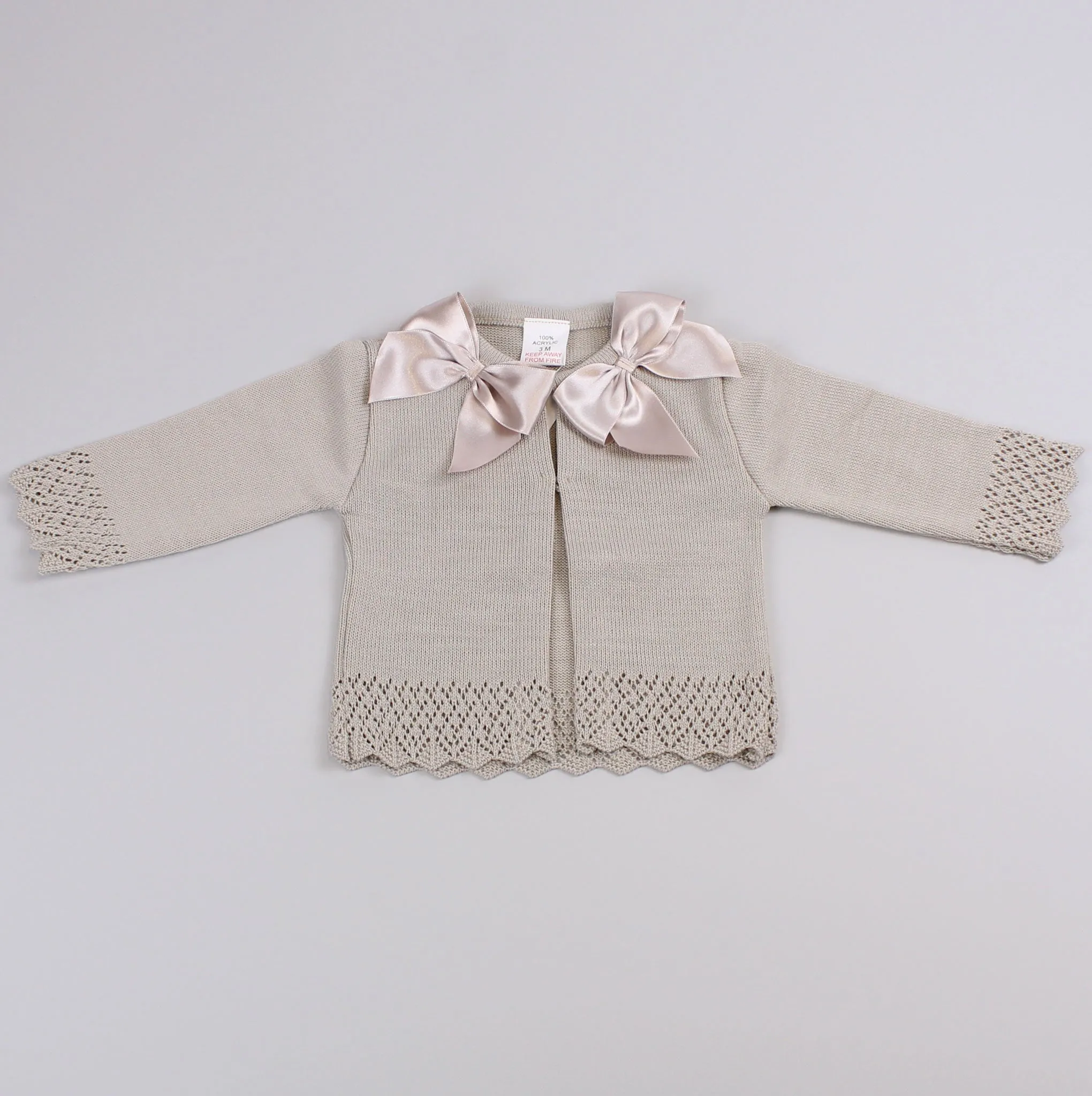 Baby Girls Beige Cardigan With Bows