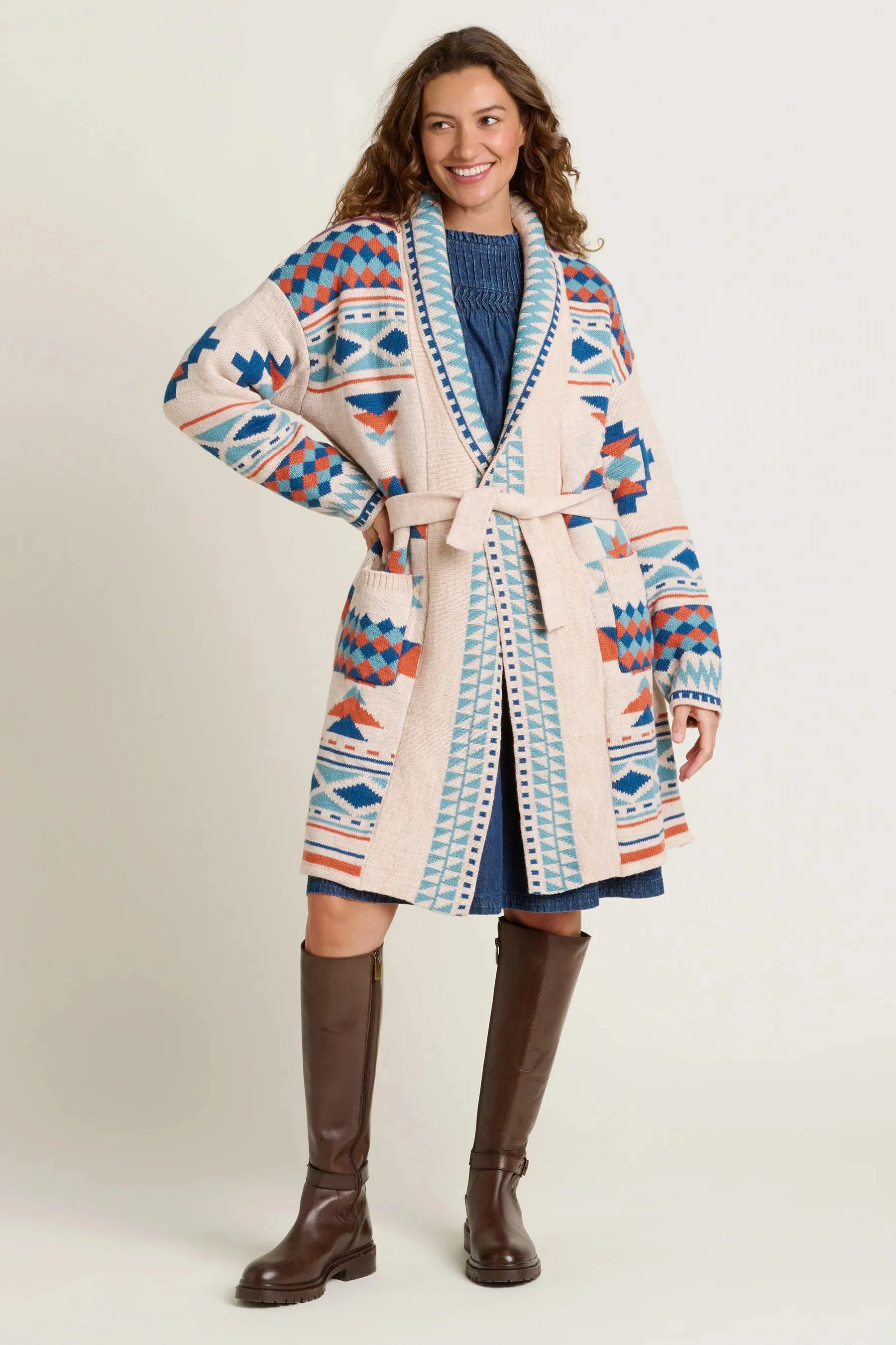 Brakeburn 14 Geo Belted Knitted Cardigan