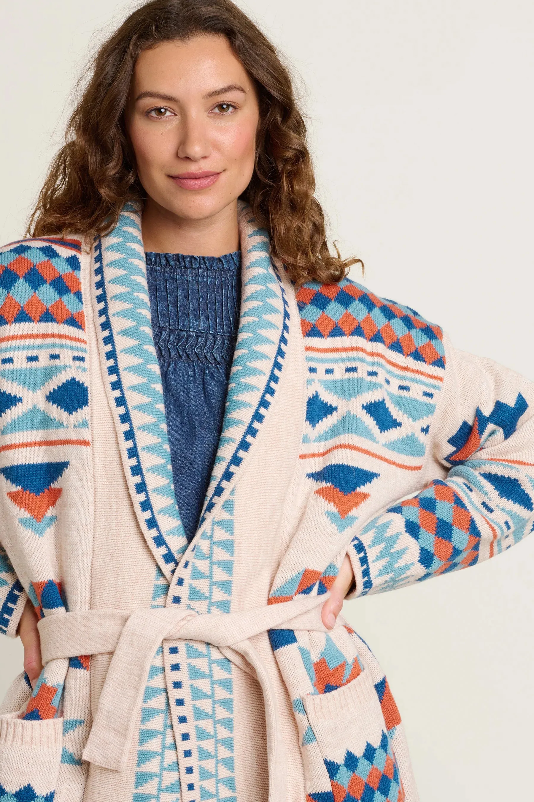 Brakeburn 14 Geo Belted Knitted Cardigan