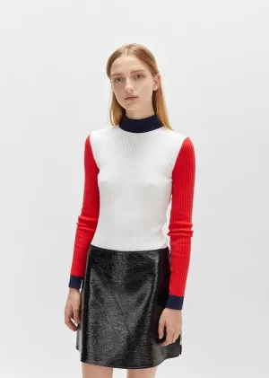 Color Blocked High Neck Sweater