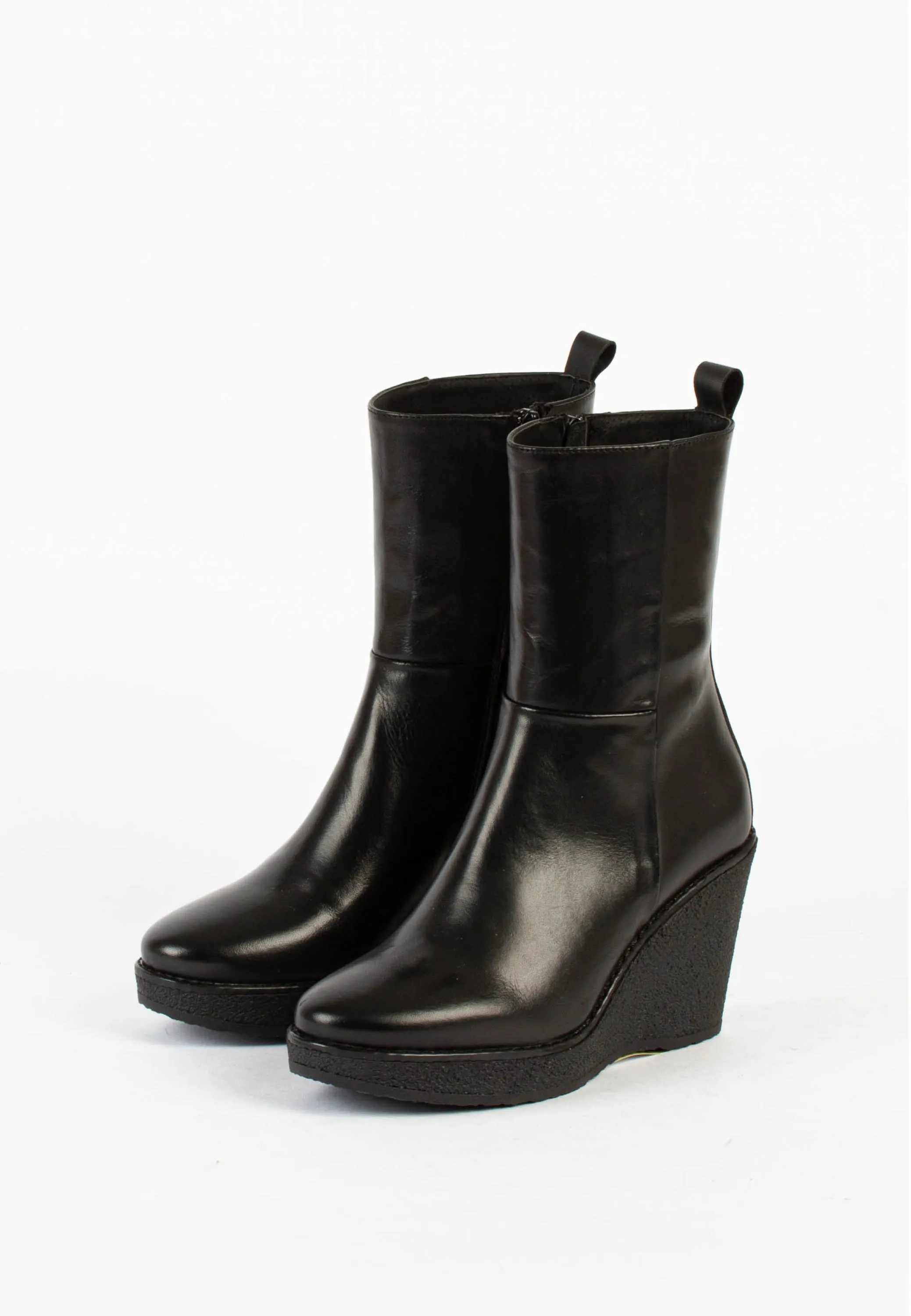 Como Black Platform Leather Boots