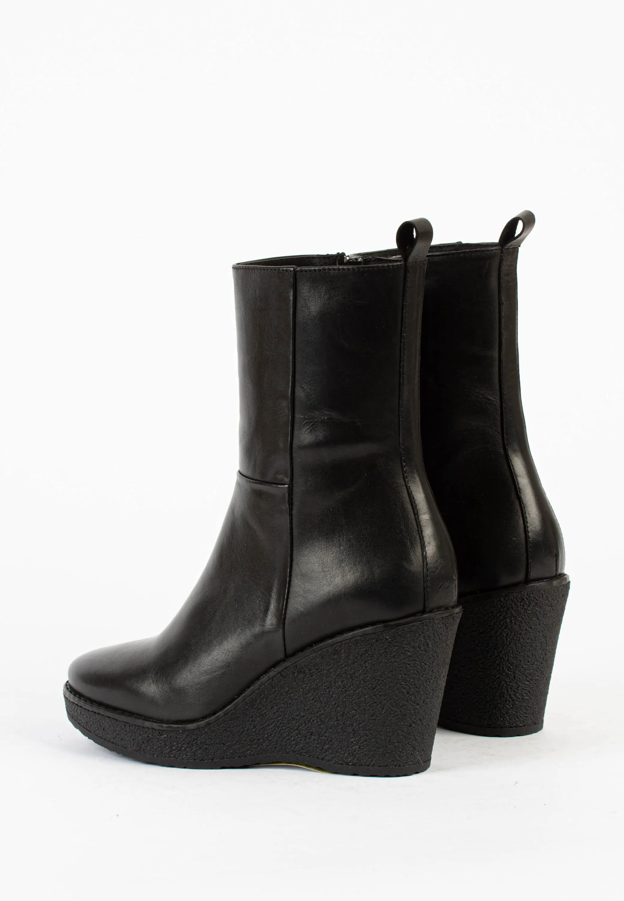 Como Black Platform Leather Boots