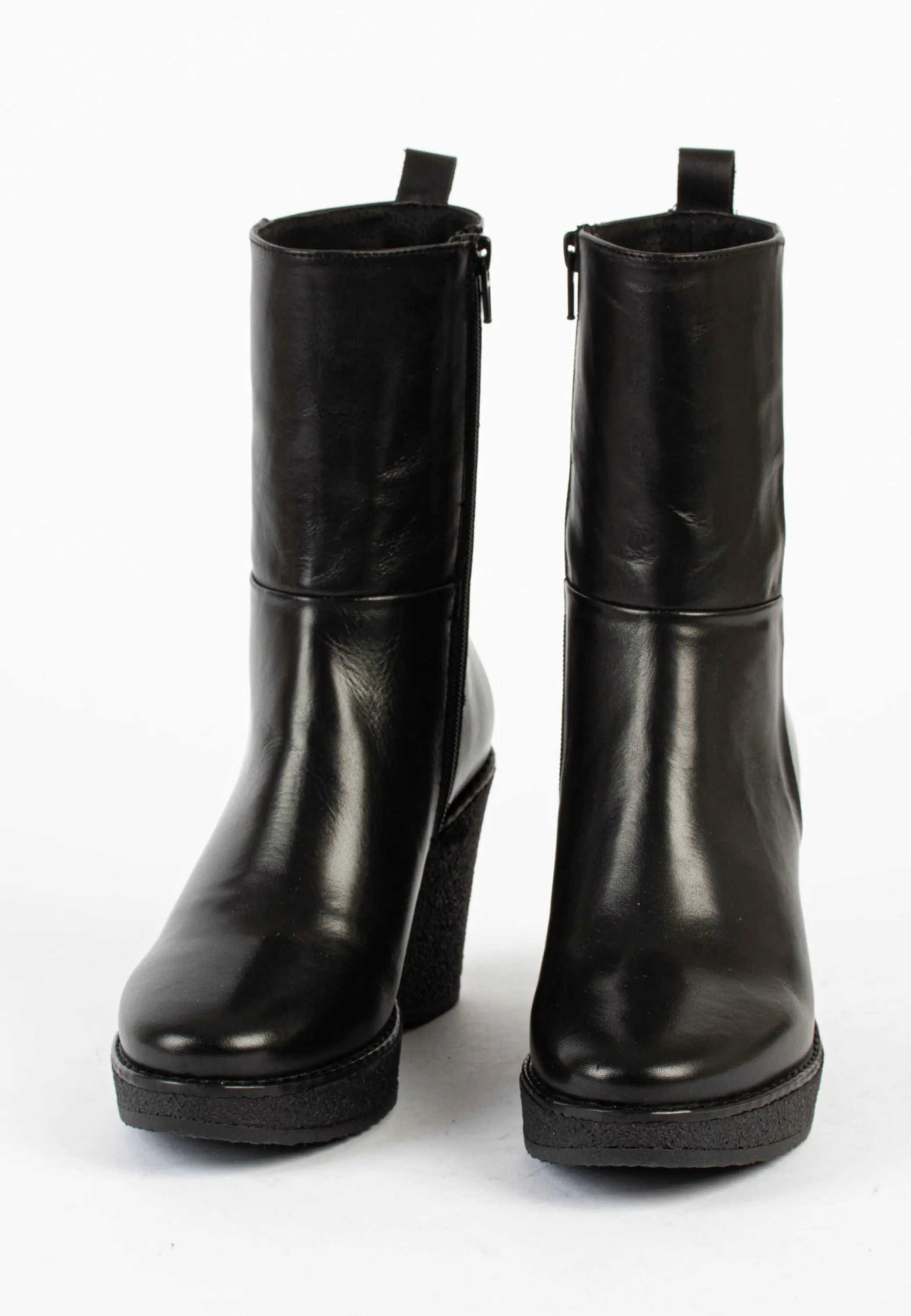 Como Black Platform Leather Boots