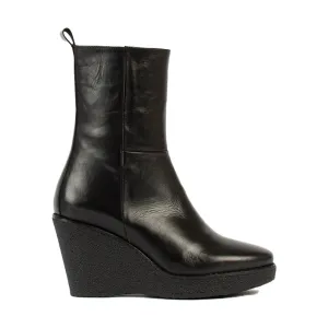 Como Black Platform Leather Boots