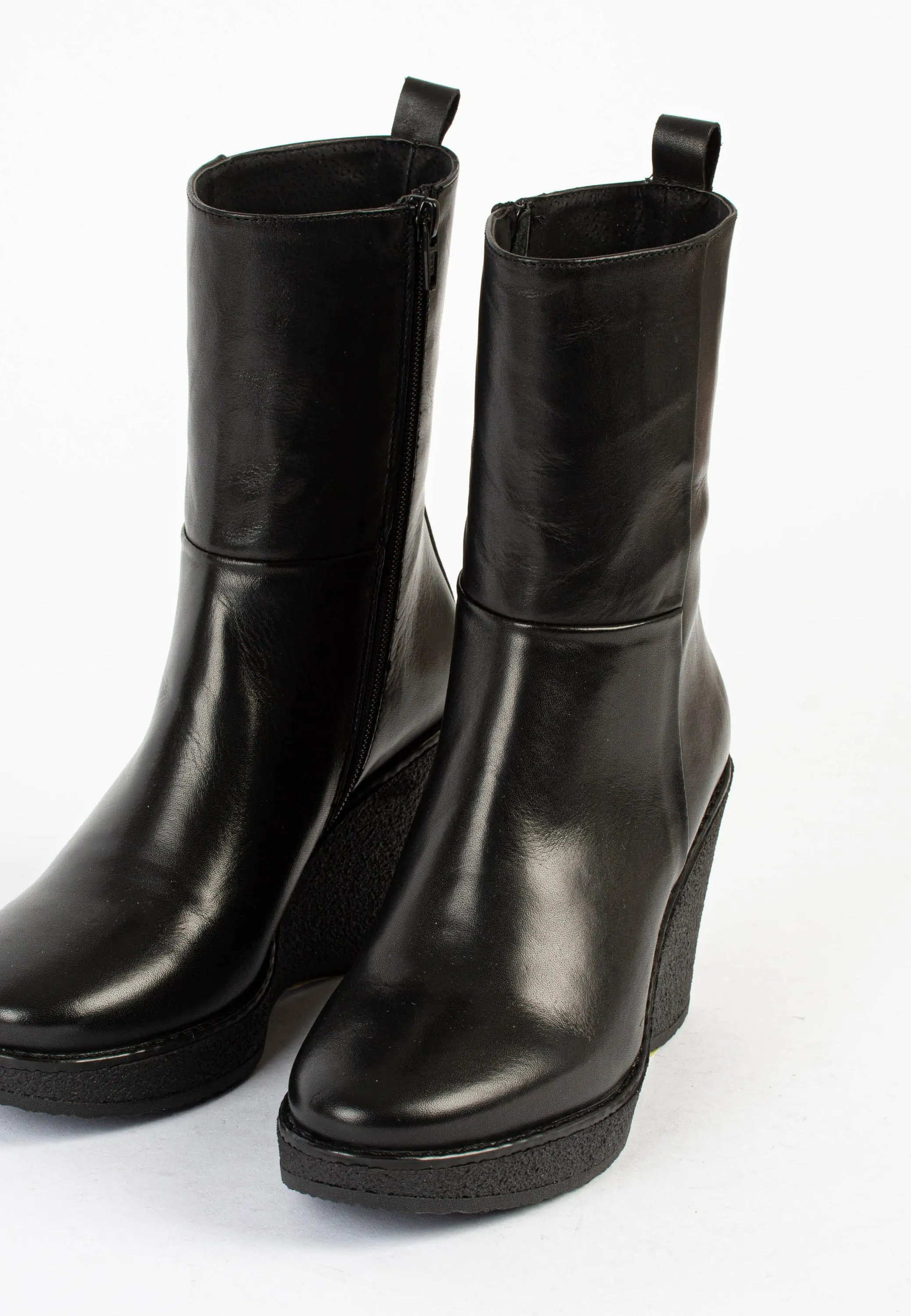 Como Black Platform Leather Boots