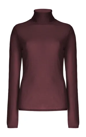 Costa Knit Turtleneck in Deep Bordeaux Cashmere Silk