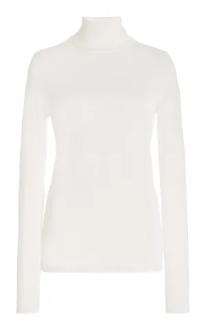 Costa Knit Turtleneck in Ivory Cashmere Silk