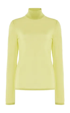 Costa Knit Turtleneck in Lime Adamite Cashmere Silk