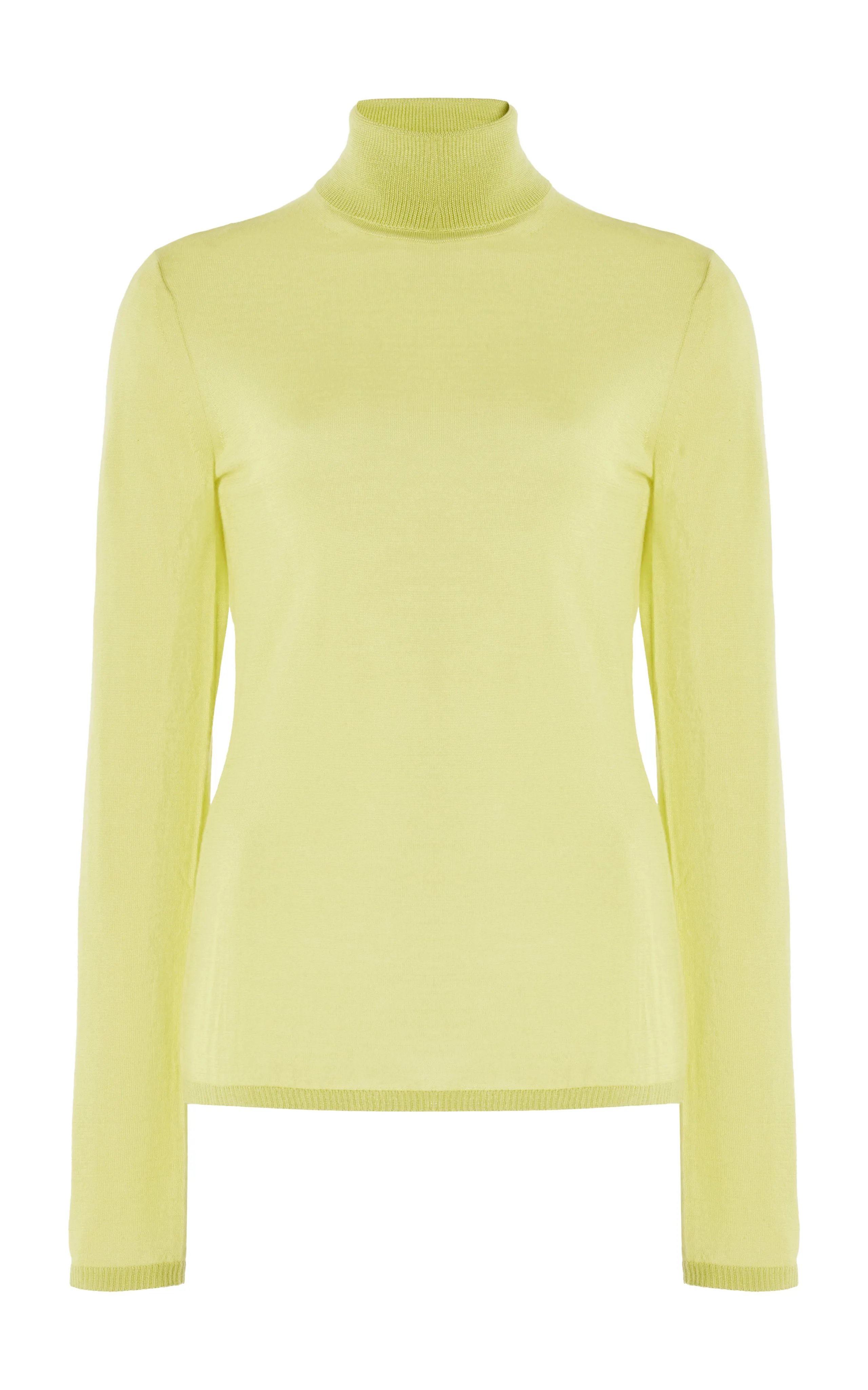 Costa Knit Turtleneck in Lime Adamite Cashmere Silk