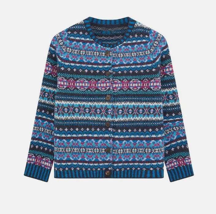 Eribe Westray Scottish Fairisle Cardigan In Midnight