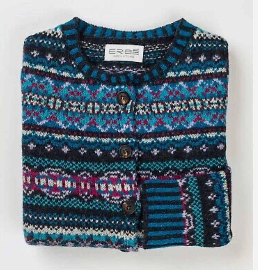 Eribe Westray Scottish Fairisle Cardigan In Midnight