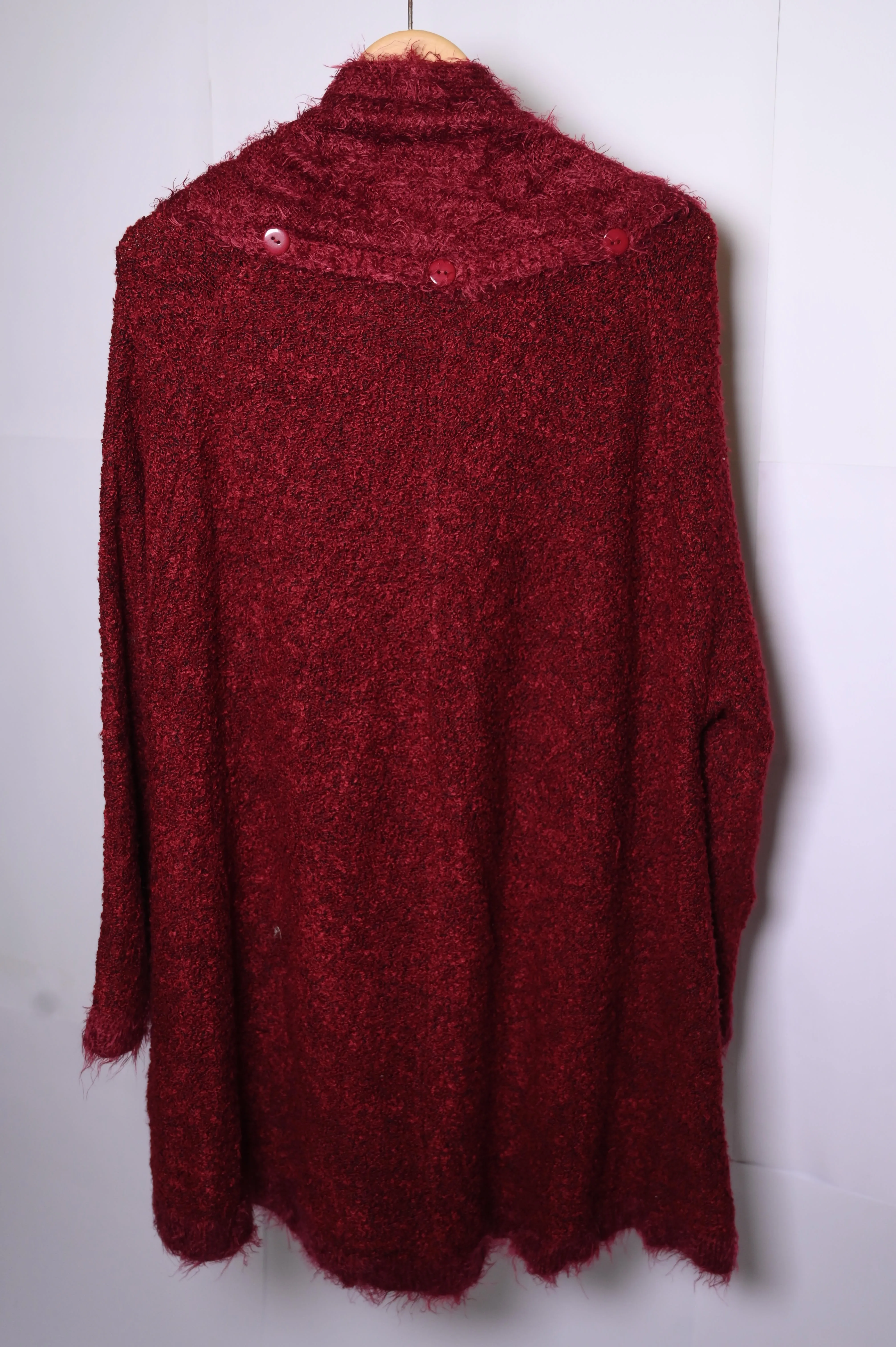 Frank Saul Red Long Sweater with Scarf - Large