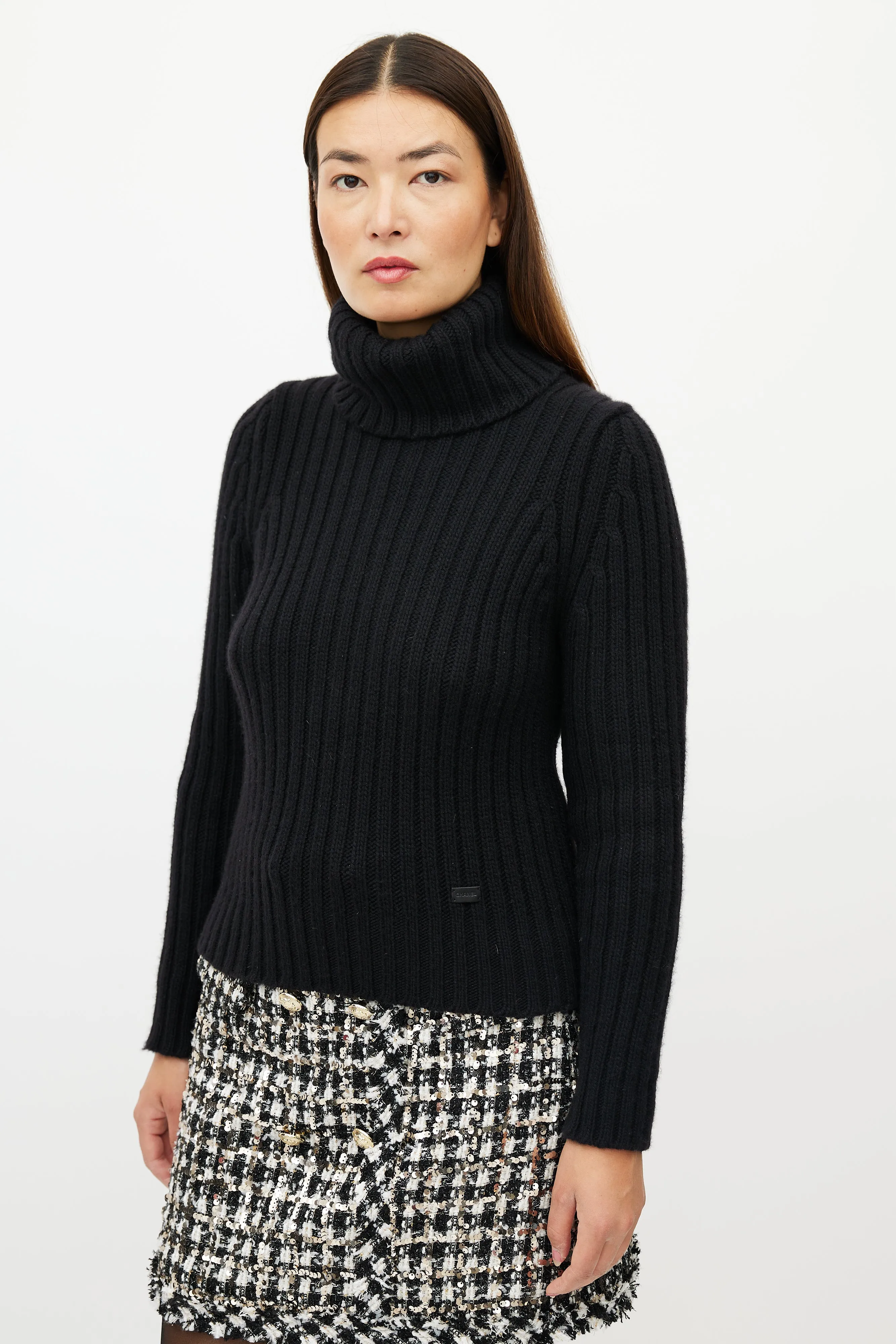 FW 2000 Black Cashmere Ribbed Turtleneck