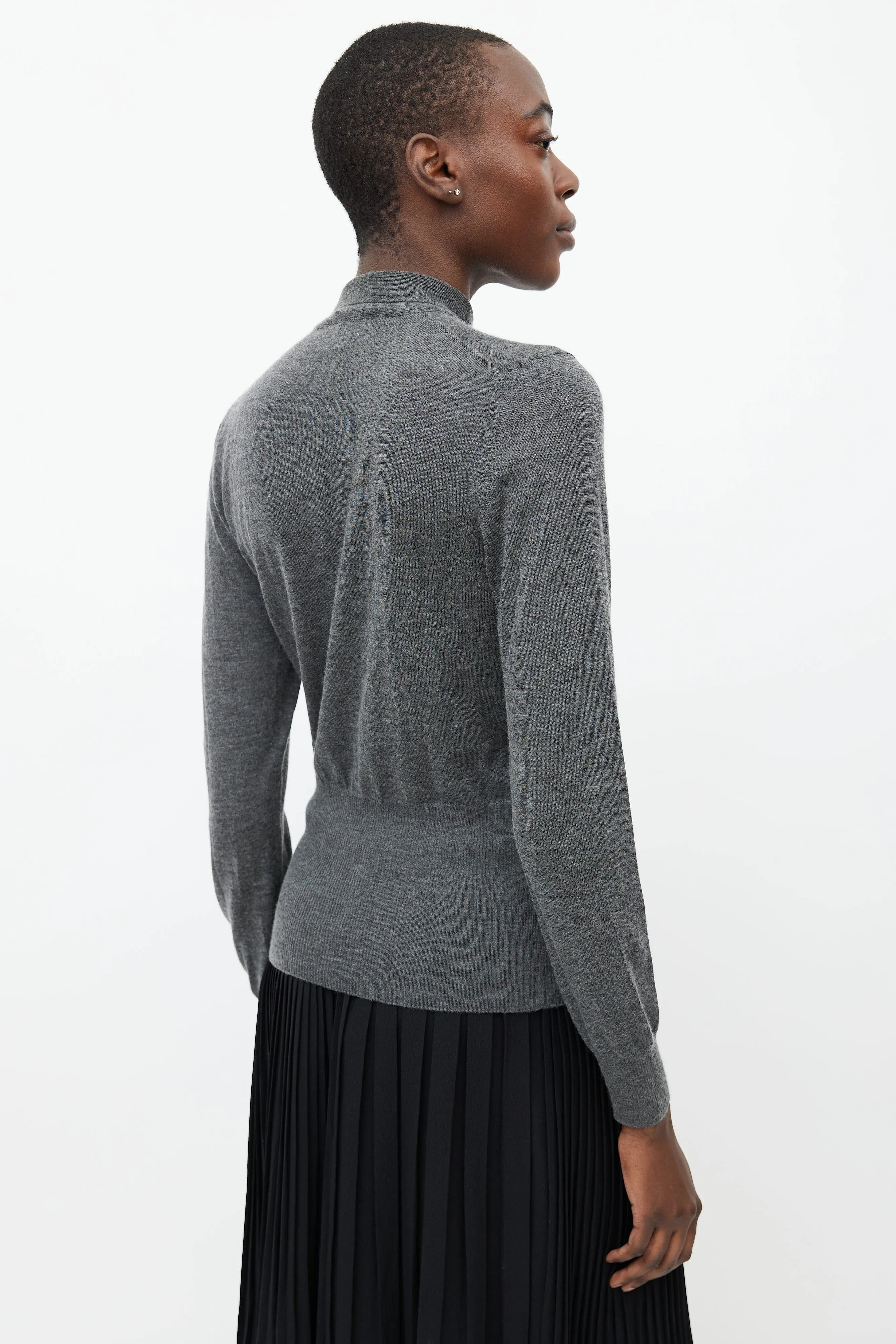 Grey Asymmetrical Cashmere Turtleneck