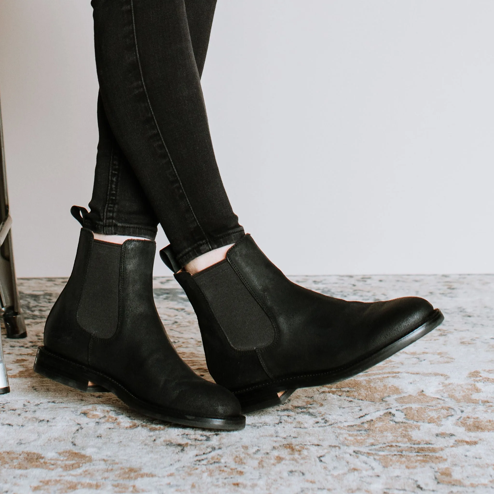 Josephine Chelsea Boot Black Waxed Commander