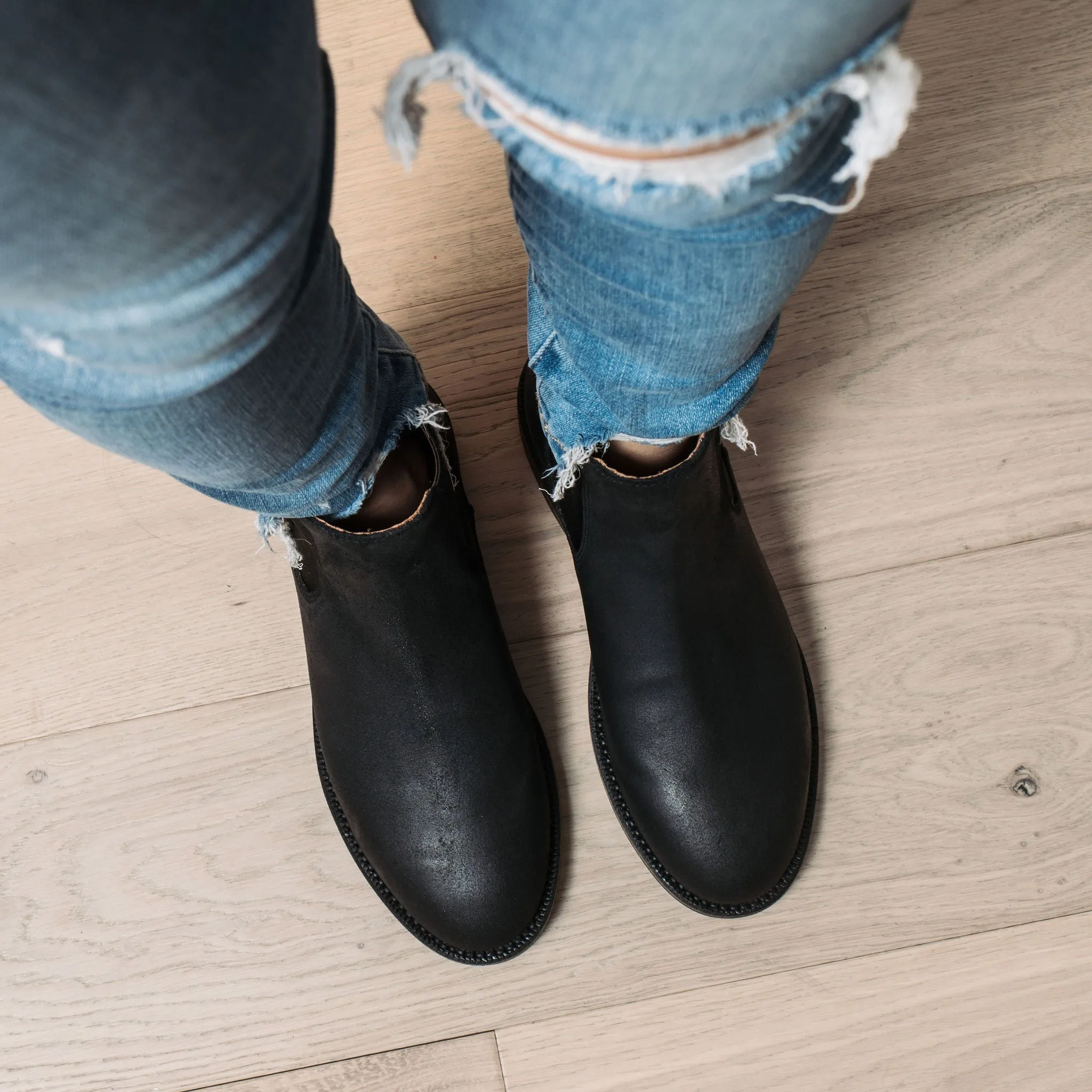 Josephine Chelsea Boot Black Waxed Commander