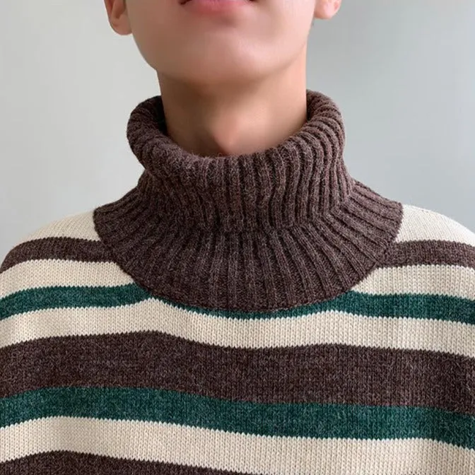 [Korean Style] 3 Color Stripe Cashmere Turtlenecks