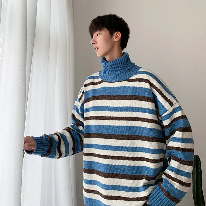 [Korean Style] 3 Color Stripe Cashmere Turtlenecks