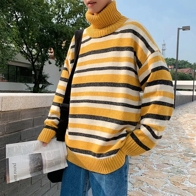 [Korean Style] 3 Color Stripe Cashmere Turtlenecks