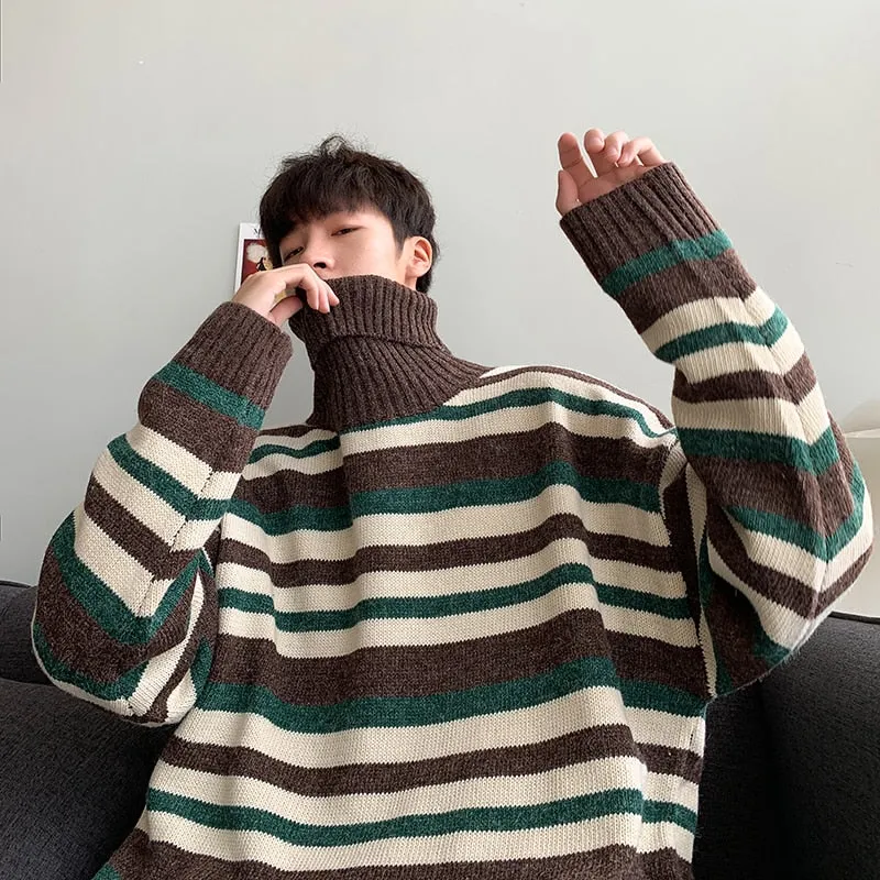 [Korean Style] 3 Color Stripe Cashmere Turtlenecks