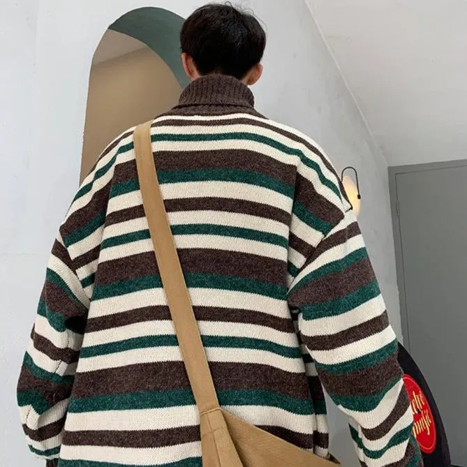 [Korean Style] 3 Color Stripe Cashmere Turtlenecks