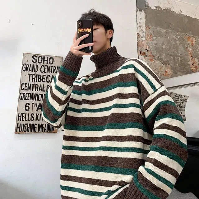 [Korean Style] 3 Color Stripe Cashmere Turtlenecks