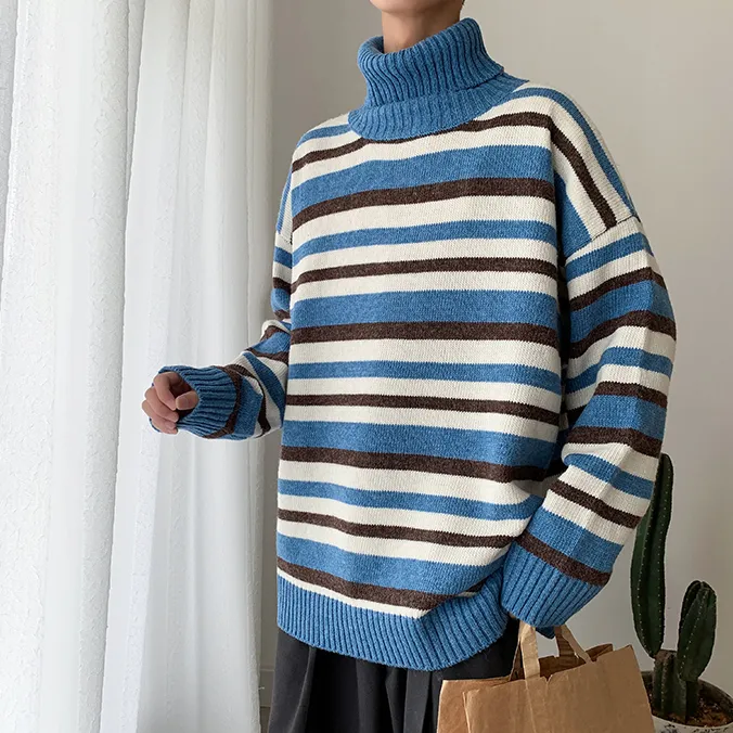 [Korean Style] 3 Color Stripe Cashmere Turtlenecks