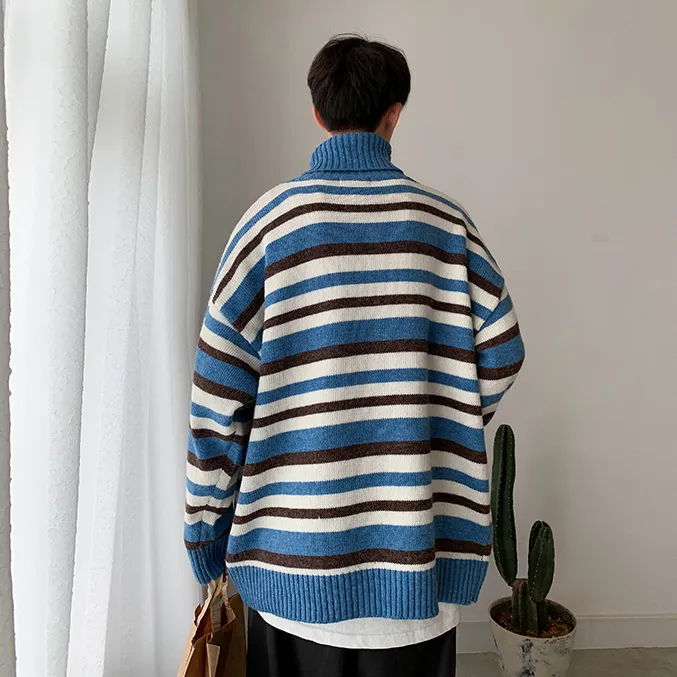 [Korean Style] 3 Color Stripe Cashmere Turtlenecks