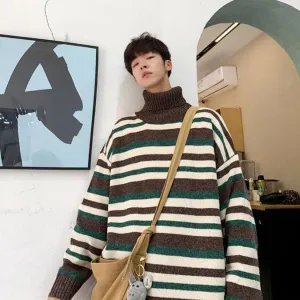 [Korean Style] 3 Color Stripe Cashmere Turtlenecks