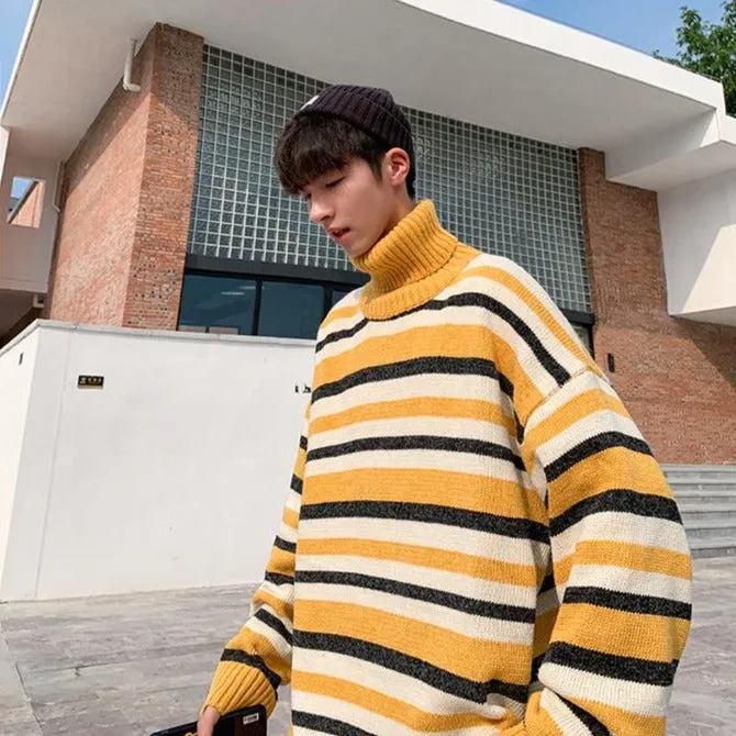 [Korean Style] 3 Color Stripe Cashmere Turtlenecks