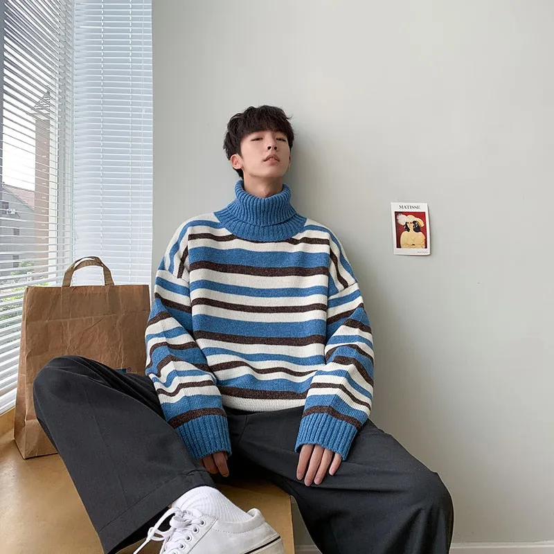 [Korean Style] 3 Color Stripe Cashmere Turtlenecks