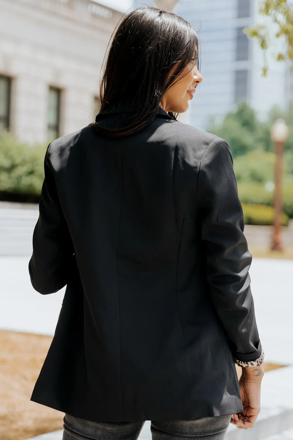 Leopard Lining One-Button Blazer