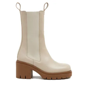 Lulu Creme Leather Chelsea Boots