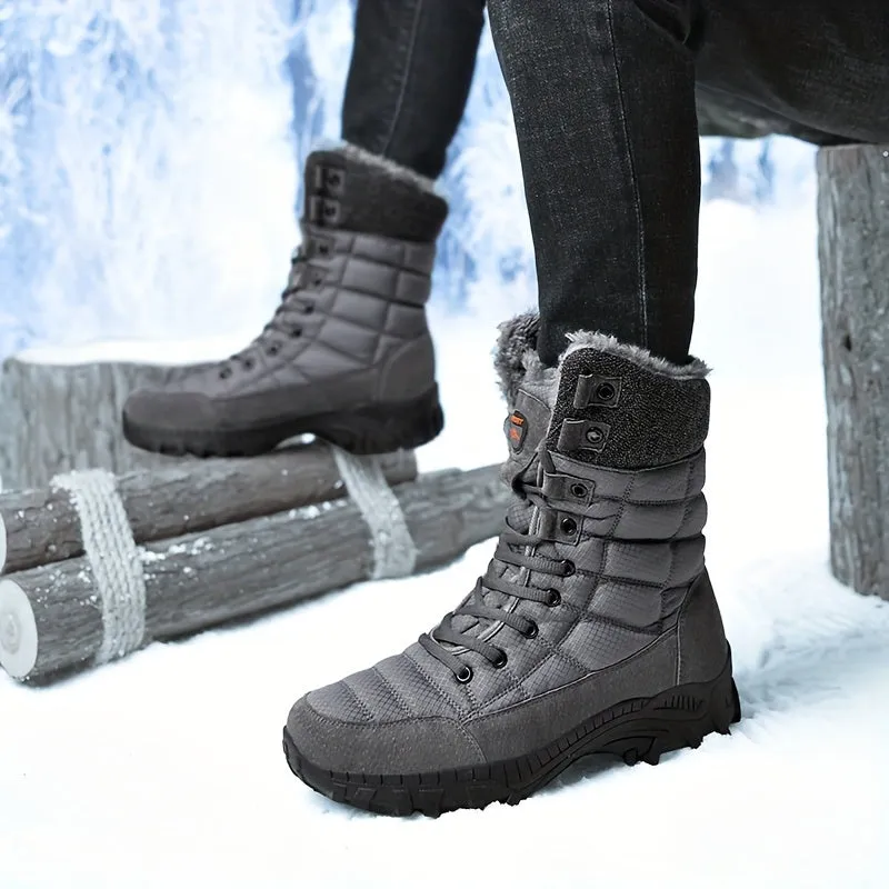 Men's oversized fashionable snow boots, winter warmth, plush cotton shoes, thickened men's boots, waterproof casual cotton boots