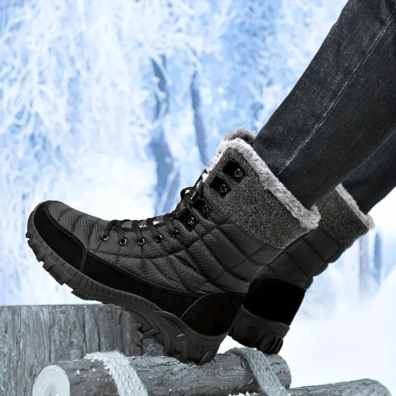 Men's oversized fashionable snow boots, winter warmth, plush cotton shoes, thickened men's boots, waterproof casual cotton boots