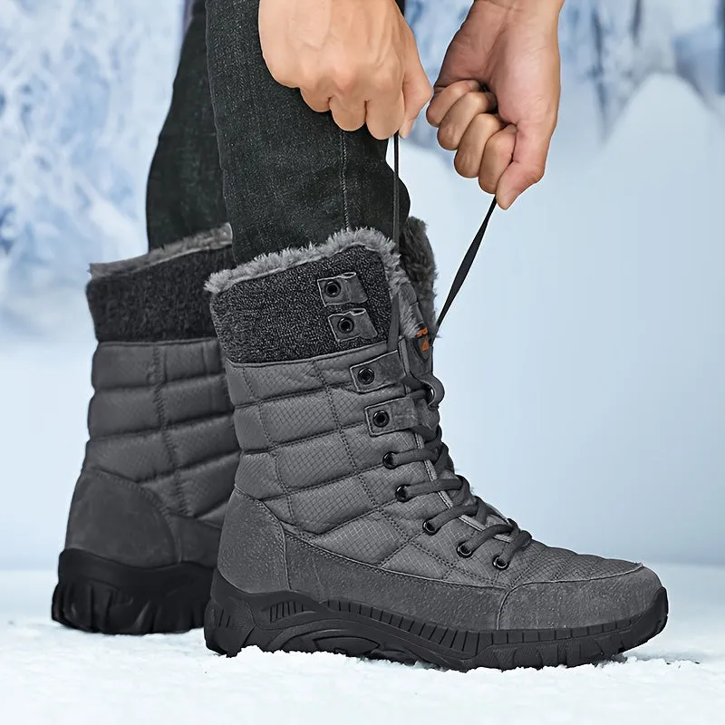 Men's oversized fashionable snow boots, winter warmth, plush cotton shoes, thickened men's boots, waterproof casual cotton boots