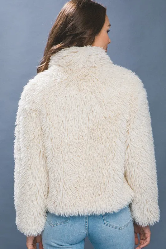 Mid Waist Faux Fur Coat