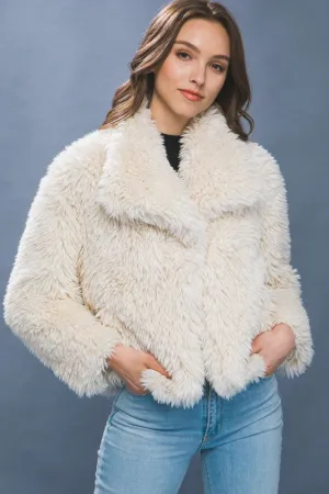 Mid Waist Faux Fur Coat