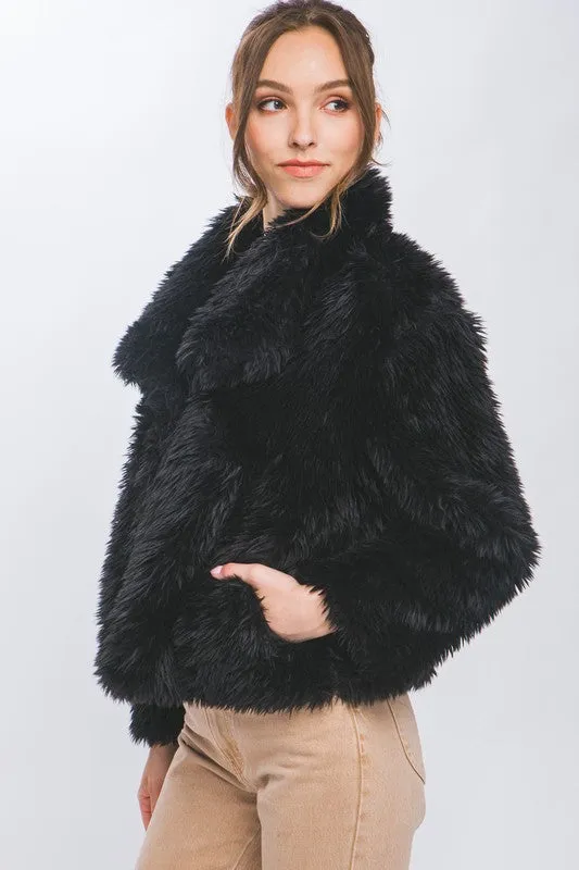 Mid Waist Faux Fur Coat