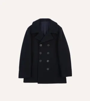 Navy Wool Double-Breasted Peacoat