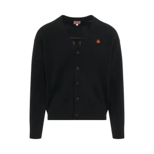 Paris Logo Knit Cardigan in Black