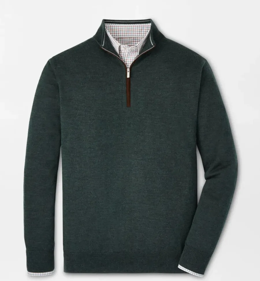 PETER MILLAR 1/4 ZIP AUTUMN CREST SWEATER - BALSAM GREEN