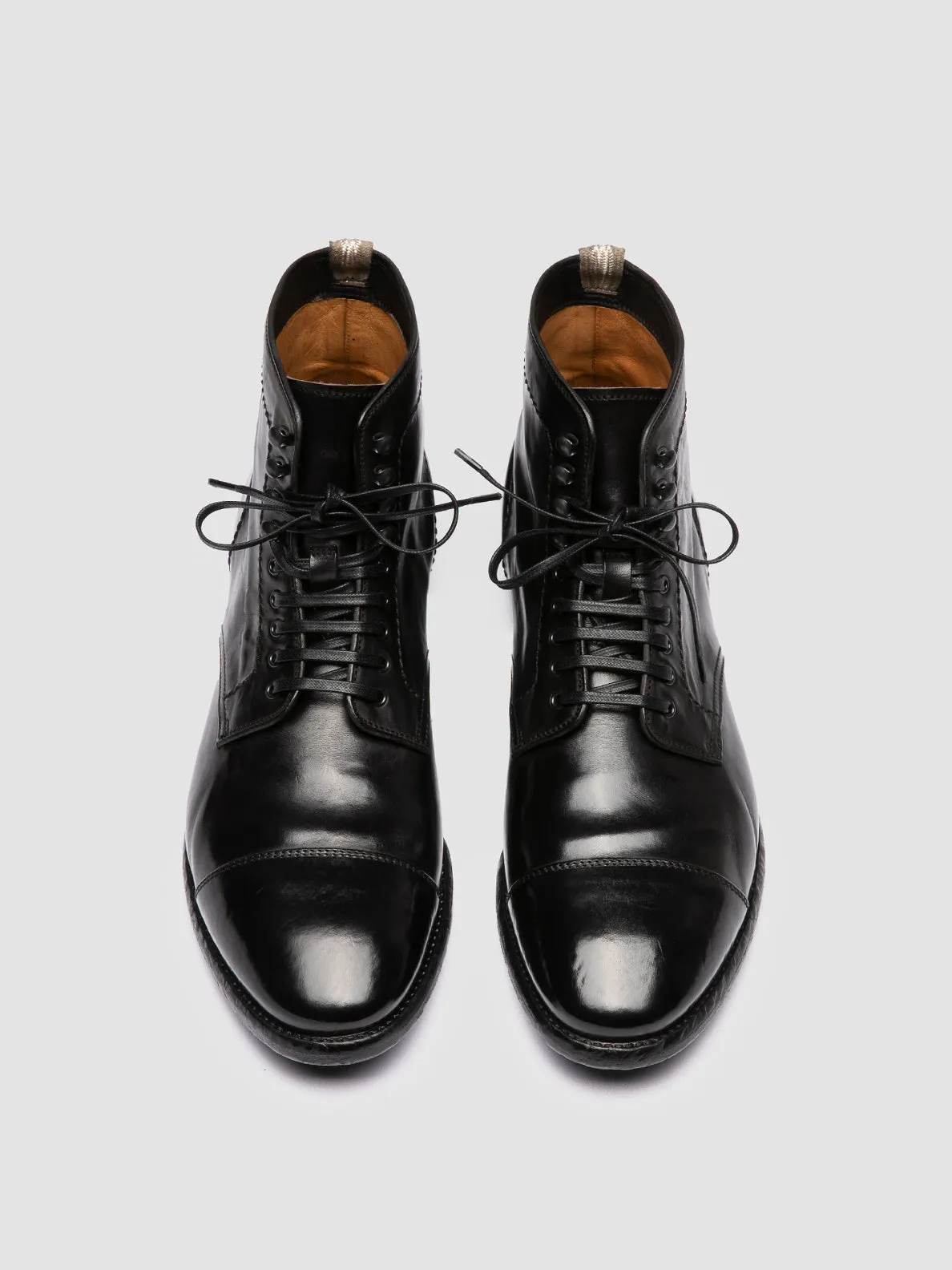 PRINCE 611 - Black Leather Lace-up Boots